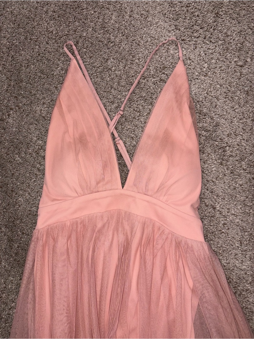 New Gorgeous LUXXEL Dusty Rose Tulle Maxi Dress Size S - Picture 13 of 14